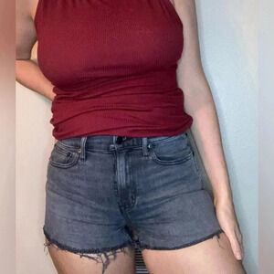 Gap Vintage Slim Mid Rise Cutoff Denim Shorts Gray Washed Black Size 6 Regular